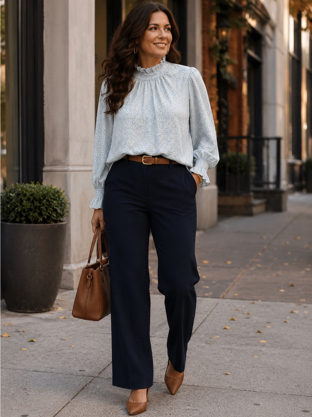 Levi's Light Blue Floral High-Neck Blouse